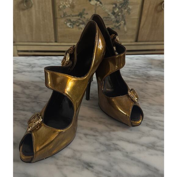 Giuseppe Zanotti Shoes - Giuseppe Zanotti High Gloss Dark Gold Patent Leather Dress Pumps